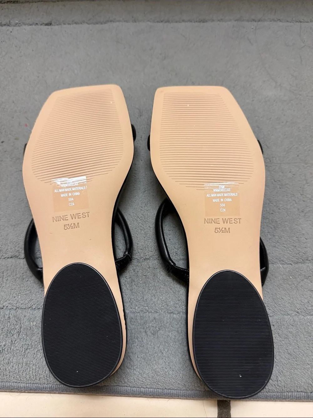 Nine West Black Double-Strap Square-Toe Sandals